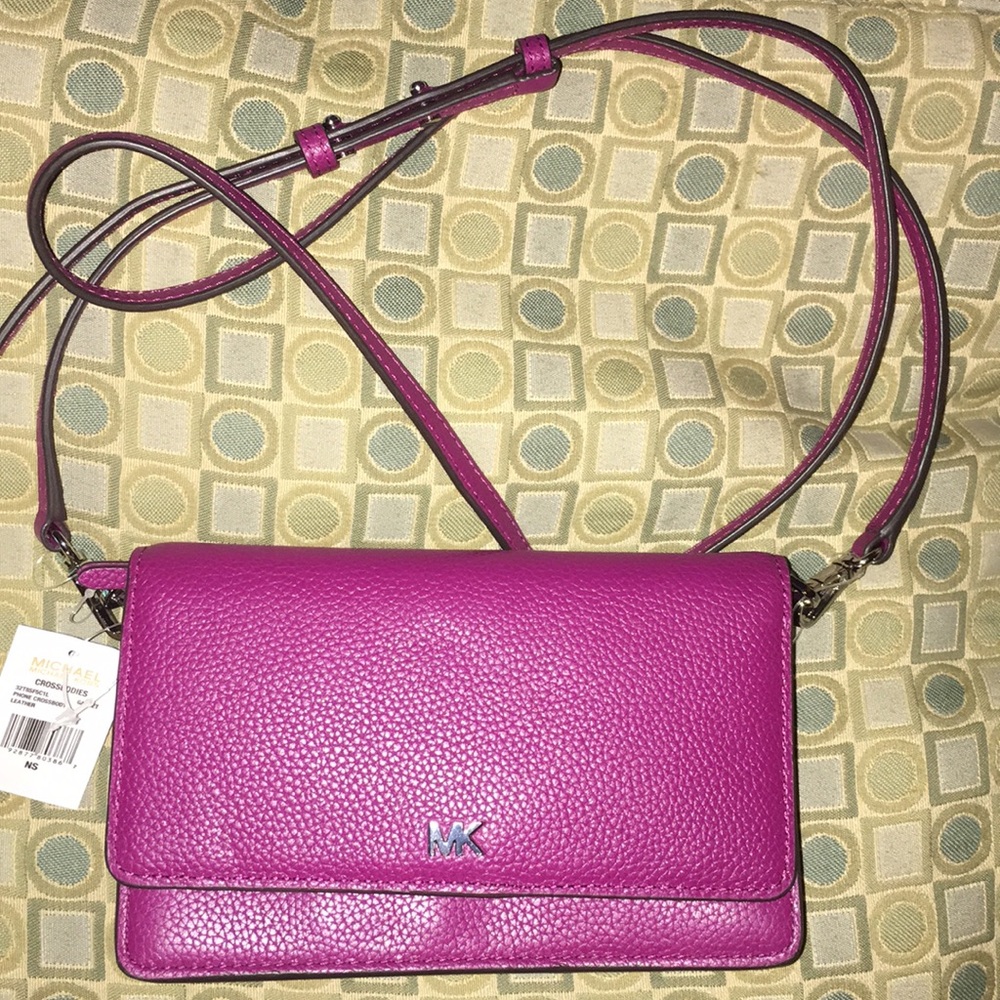 New! Michael Kors Leather Crossbody GARNET Color